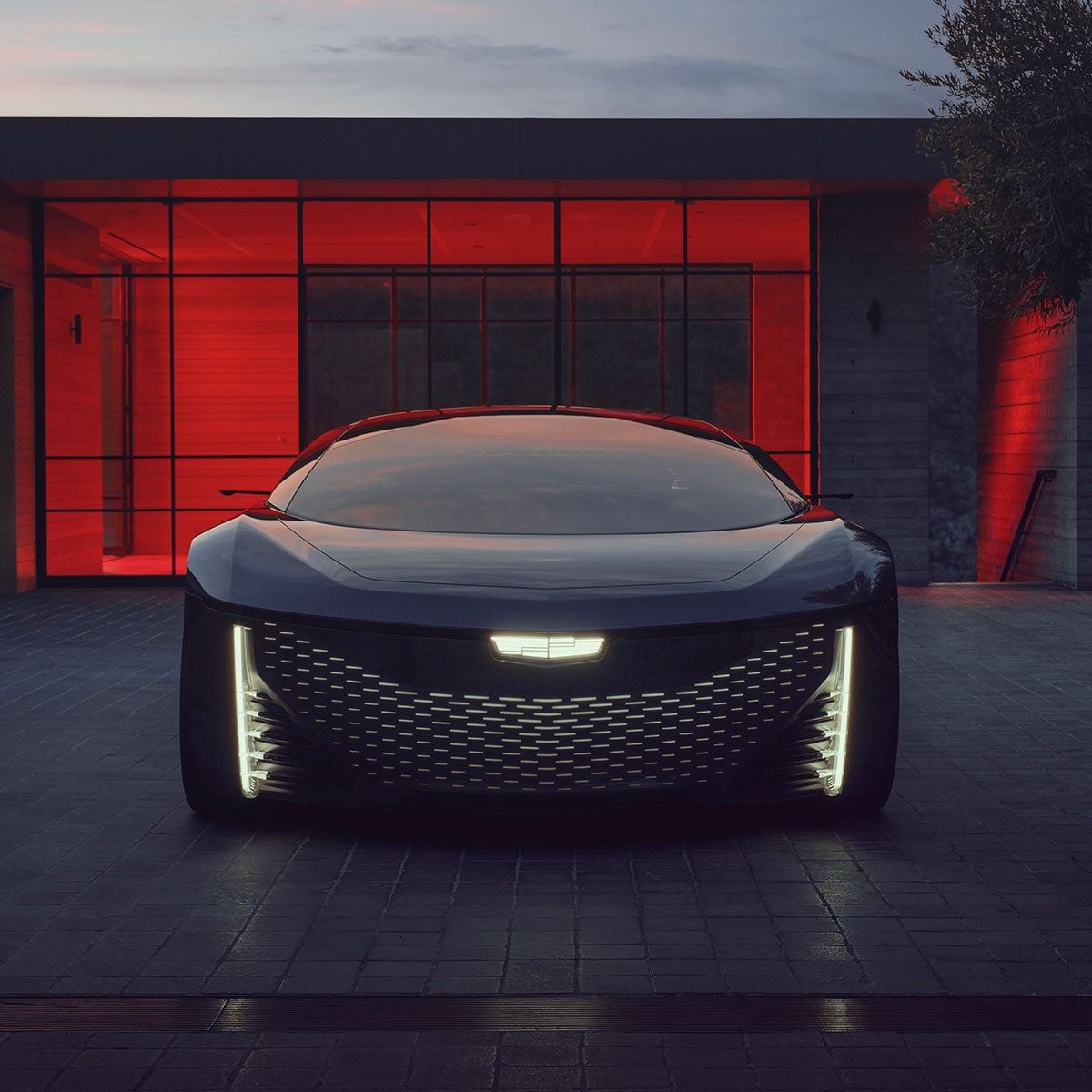 Front view of the Cadillac InnerSpace Autonomous EV.