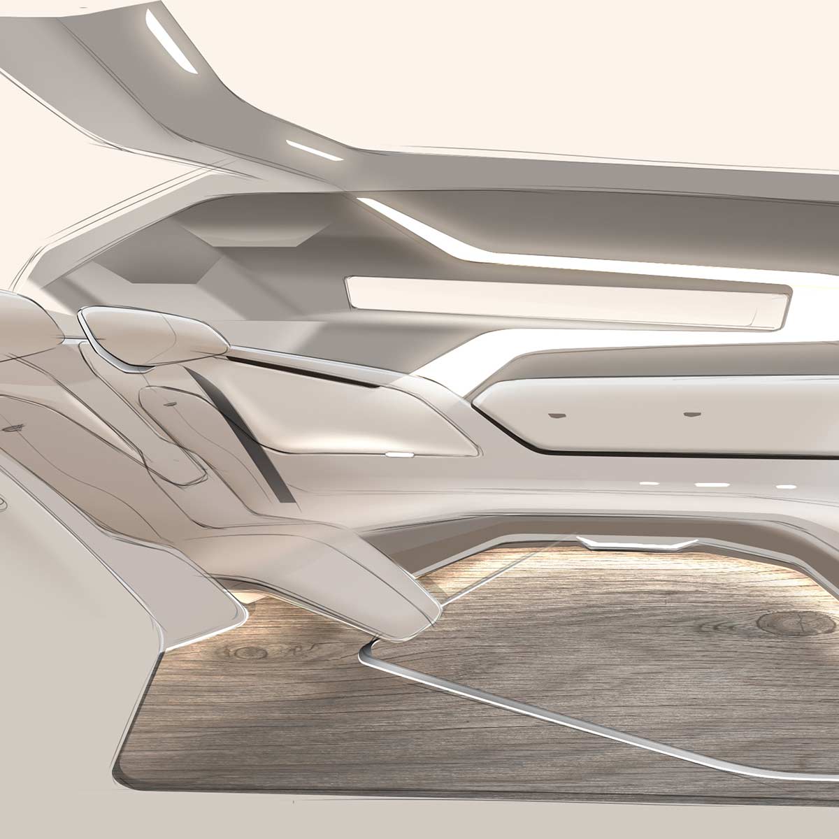 Cadillac SocialSpace concept vehicle interior.