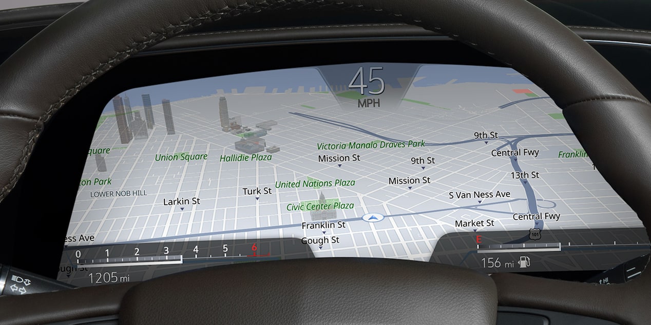 The 2024 Cadillac Escalade featuring the in-cluster navigation.