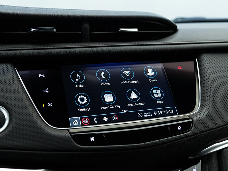 OnStar apps being displayed in the infotainment screen of the 2025 Cadillac XT5 luxury SUV.