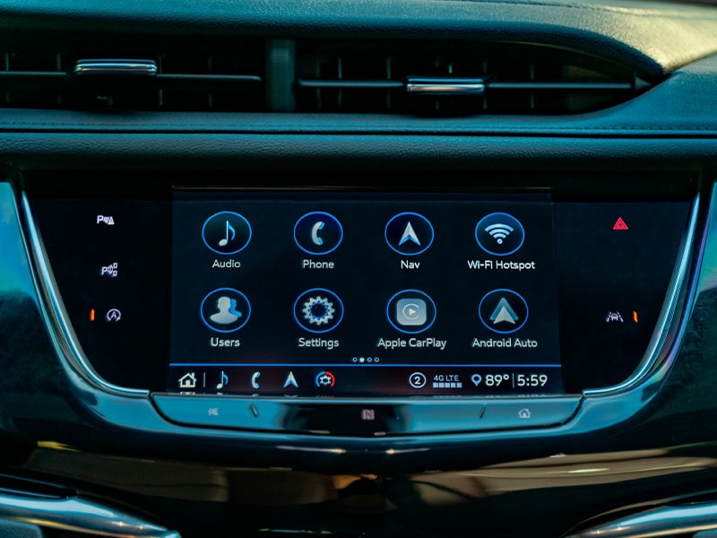 In-vehicle apps can be accessed in the infotainment screen of the 2025 Cadillac XT6 mid-size 7 passenger SUV.