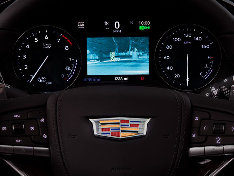 Thermal night vision camera being displayed in the dashboard of the 2025 Cadillac XT6 mid-size 7 passenger SUV.