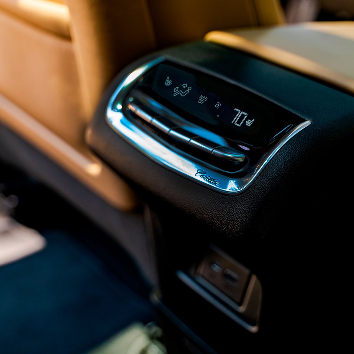 Close up of the Climate Control features on the 2025 Cadillac XT6 mid-size 7 passenger SUV.