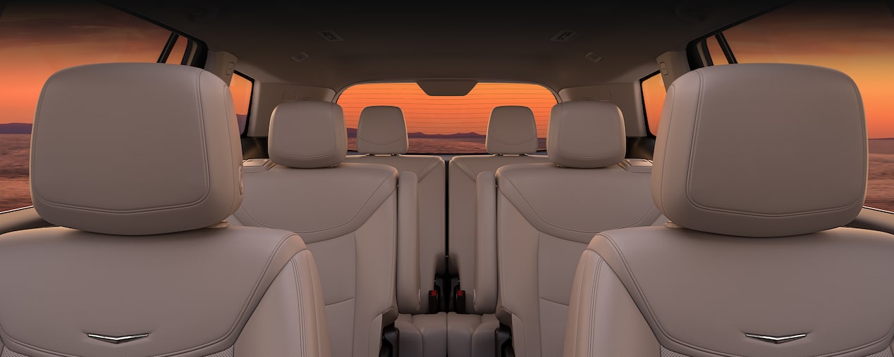 Spacious and luxurious seating on the 2025 Cadillac XT6 mid-size 7 passenger SUV.