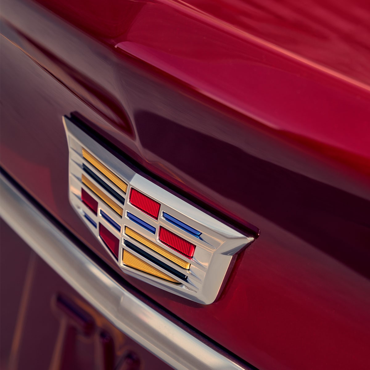 2025 Cadillac CT5 exterior crest close-up.