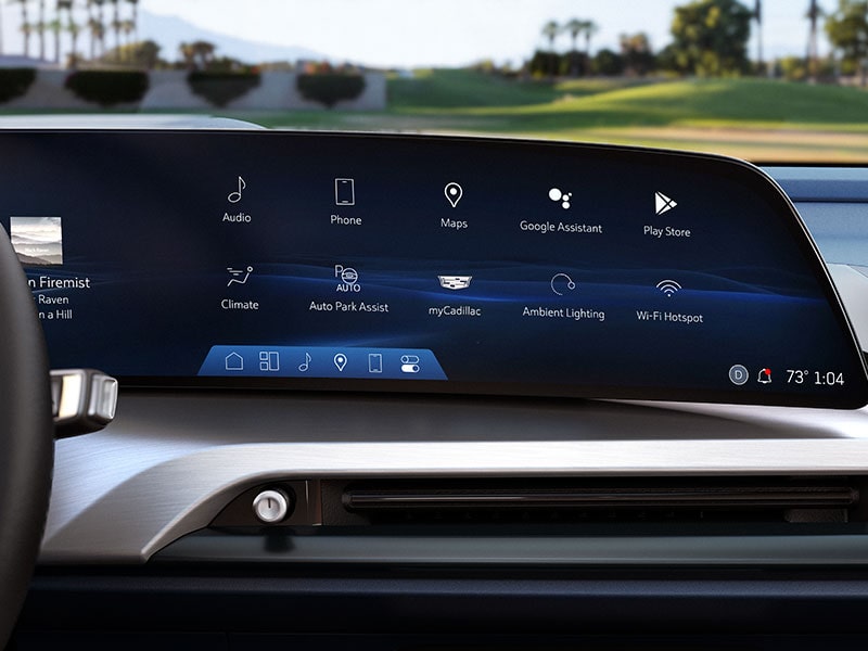 Google built-in compatibility through the 2026 Cadillac VISTIQ 33-inch LED display.