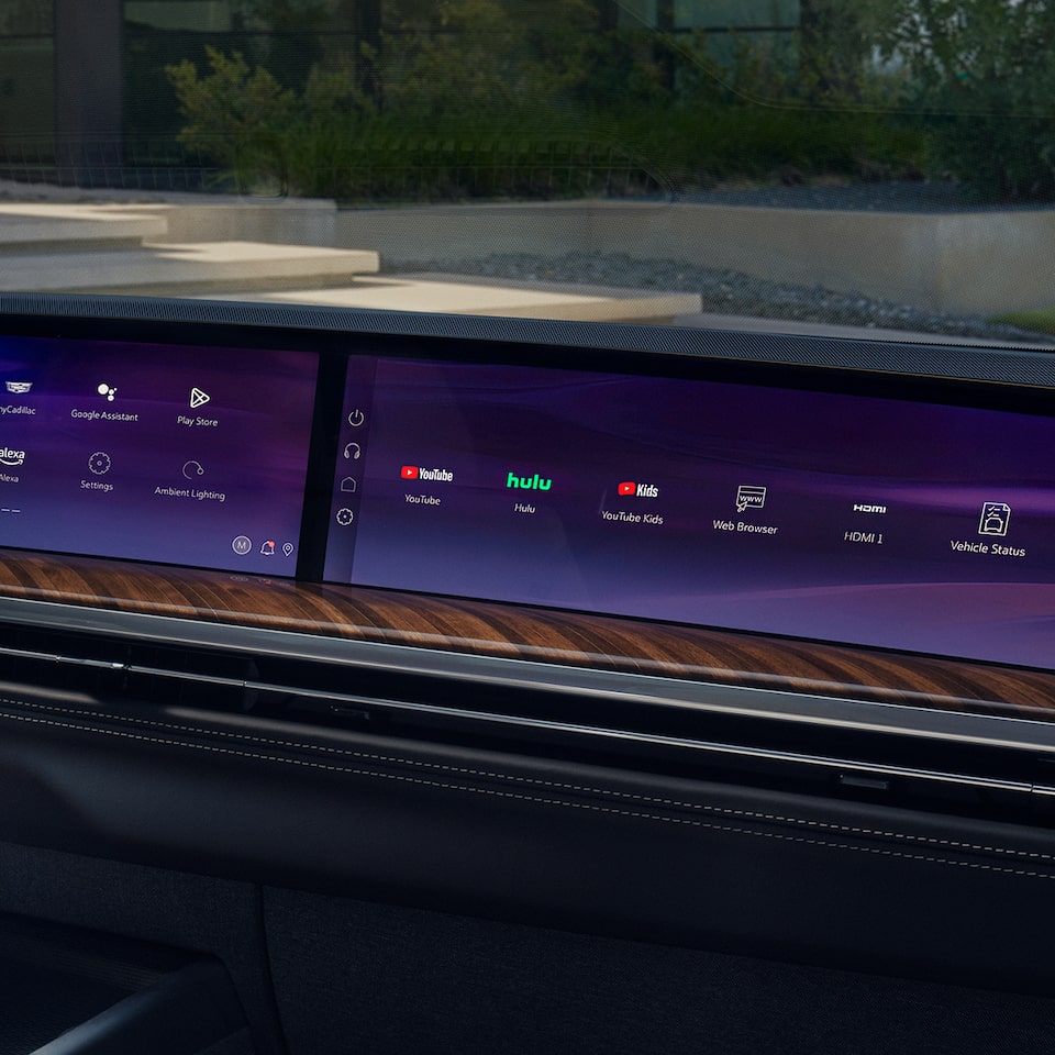 Close up view of the infotainment display inside the 2025 Cadillac Escalade.