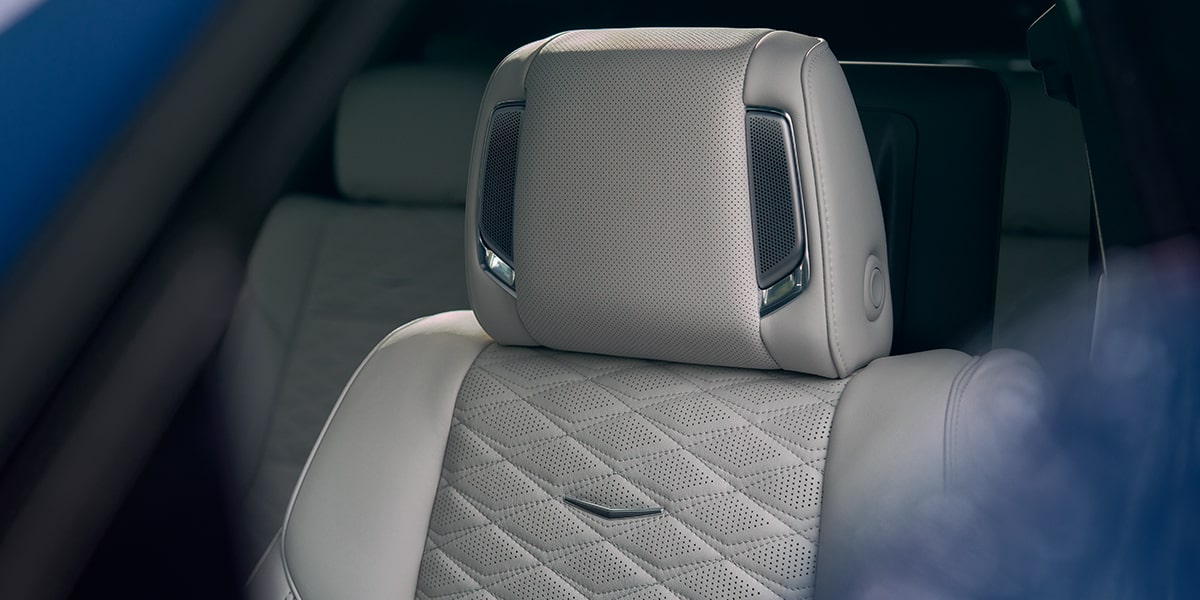 Close up view of the heated seats on the 2025 Cadillac Escalade.