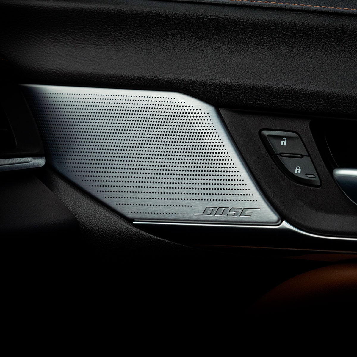 Close up view of the Bose audio system on the 2025 Cadillac CT4 luxury sedan.