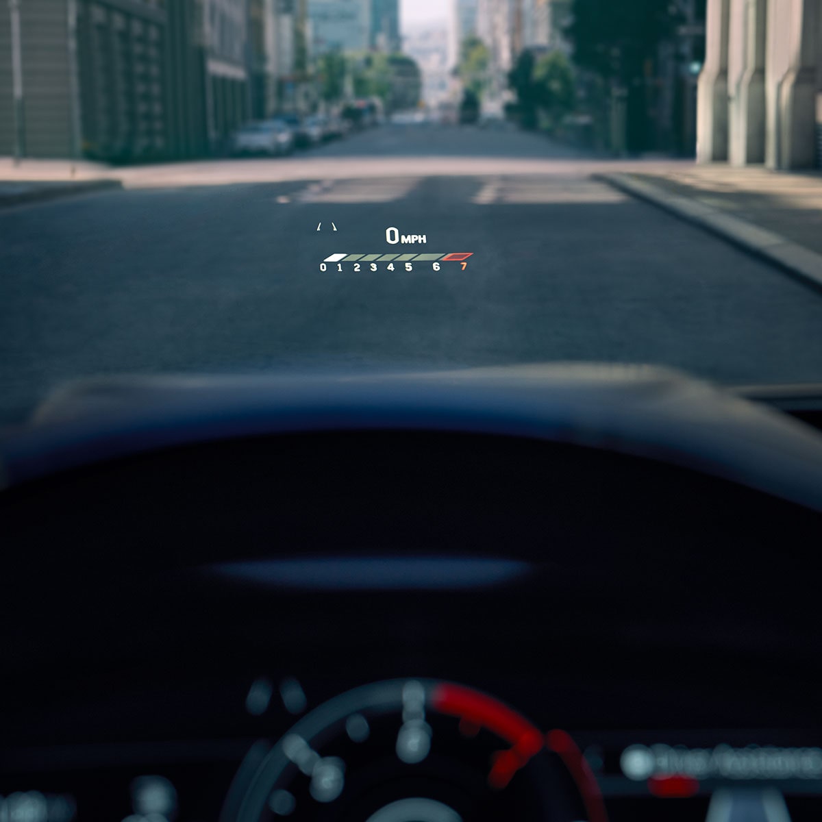 Close up view of the head-up display on the 2025 Cadillac CT4 luxury sedan.