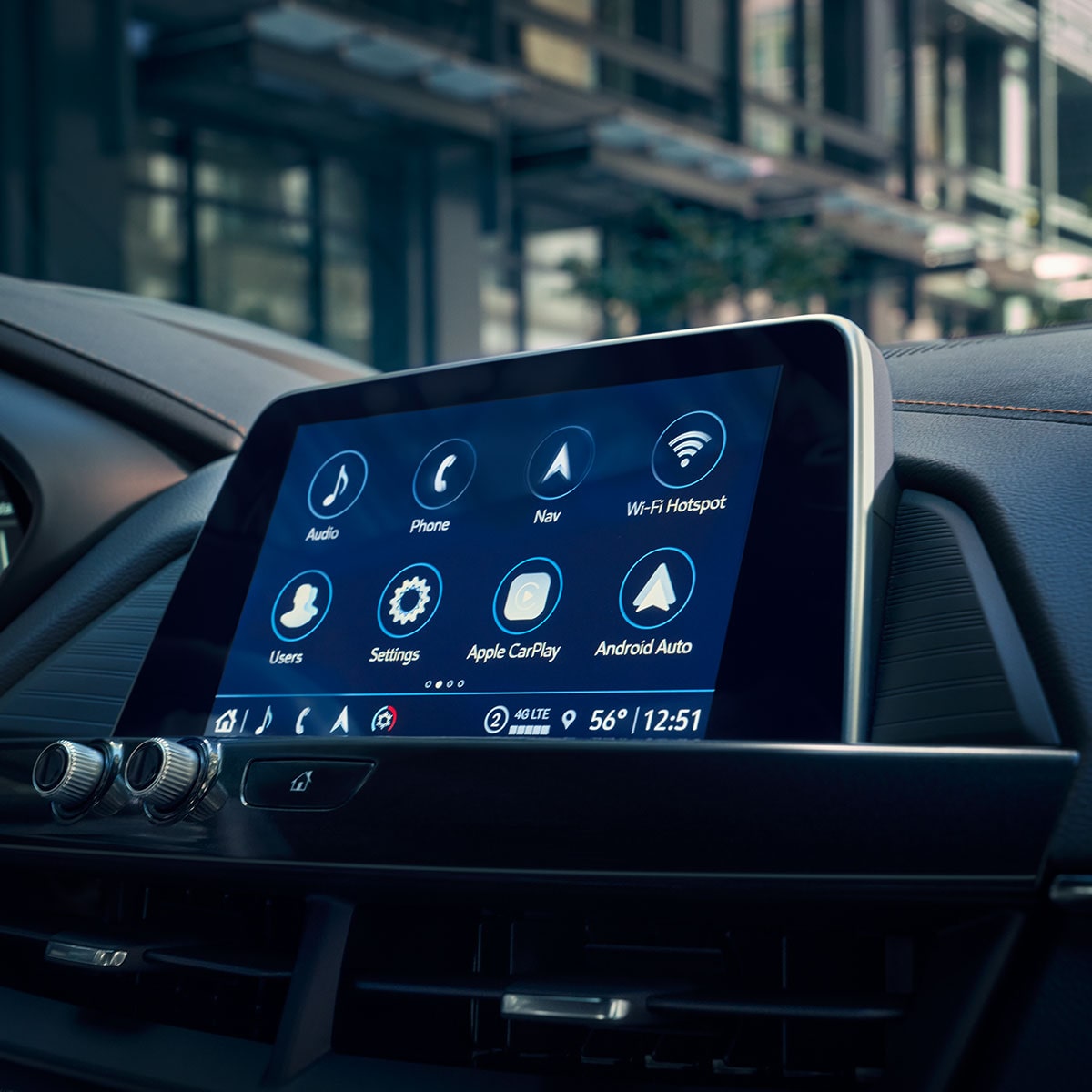 Close up view of the infotainment screen on the 2025 Cadillac CT4 luxury sedan.