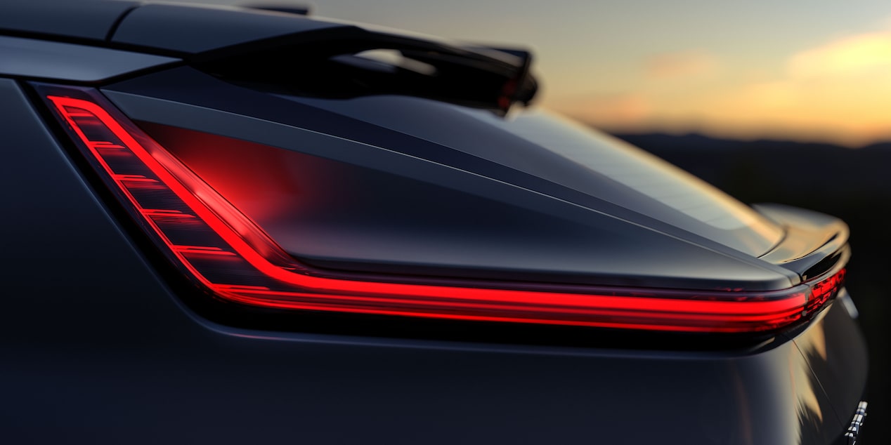 Red LED vertical taillamps of the 2024 Cadillac LYRIQ.