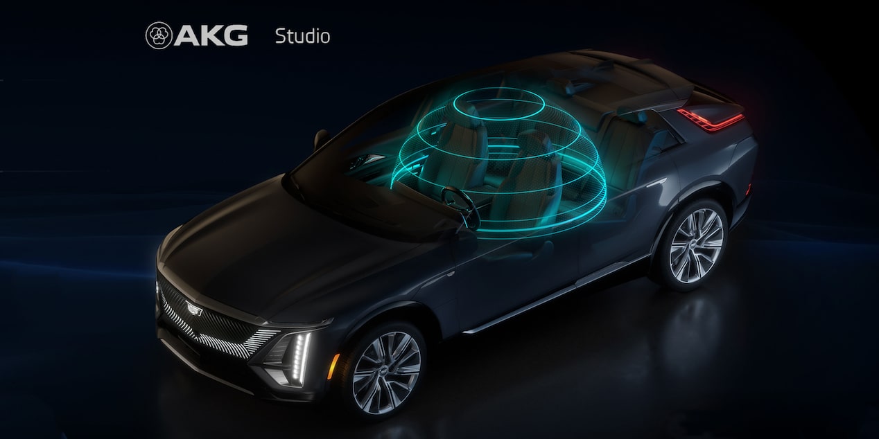 Cadillac-exclusive AKG Studio 19-speaker audio system of the 2024 Cadillac LYRIQ.