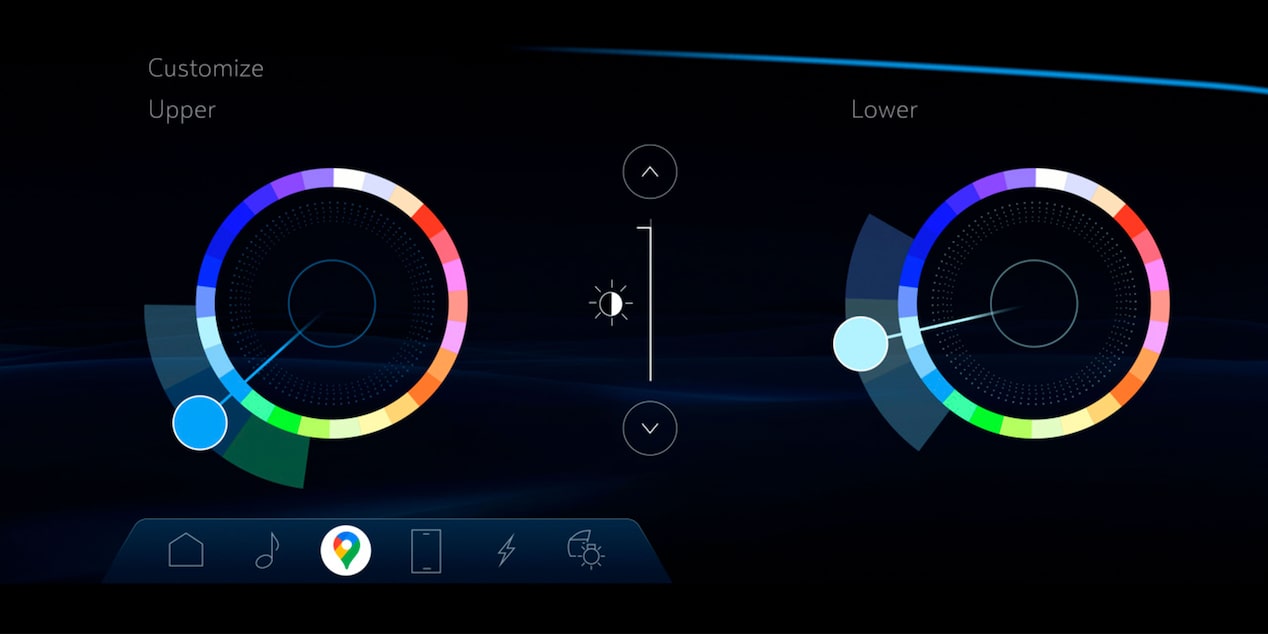 2024 Cadillac LYRIQ 26-colour LED ambient lighting system.