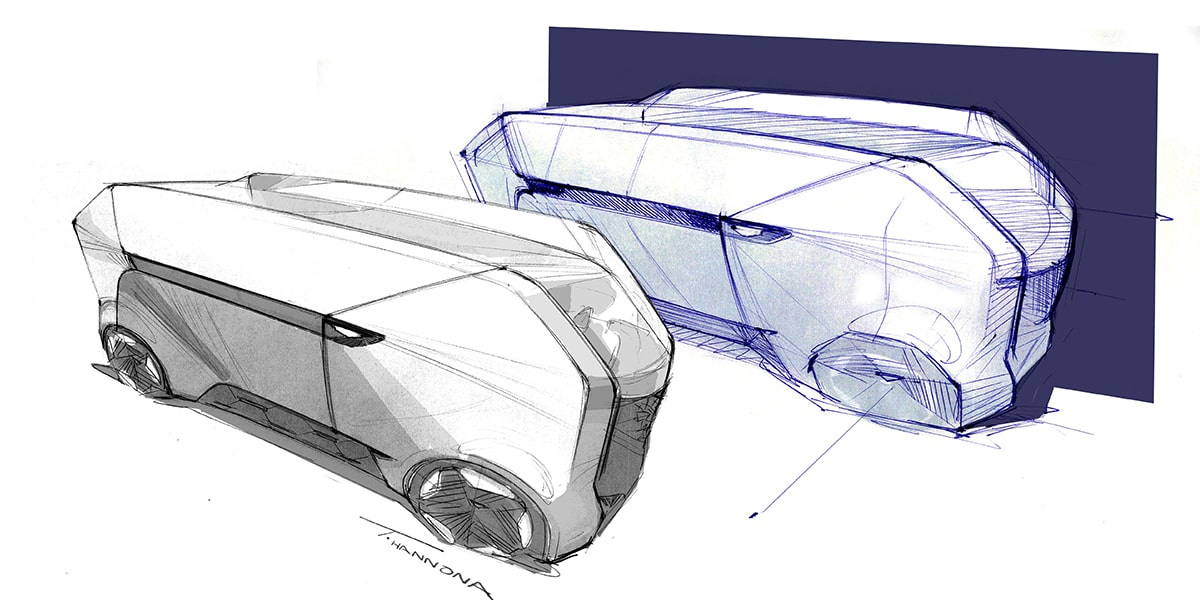 Un dessin du véhicule concept Cadillac SocialSpace.