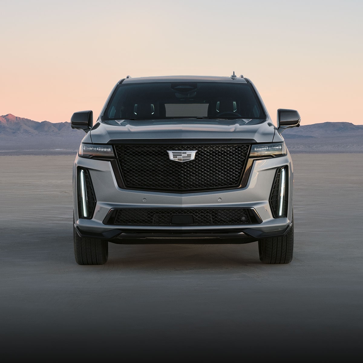 Front profile view of the 2024 Cadillac Escalade-V full-size luxury SUV.