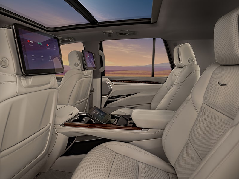 Side view of the second row seating on the 2025 Cadillac Escalade.