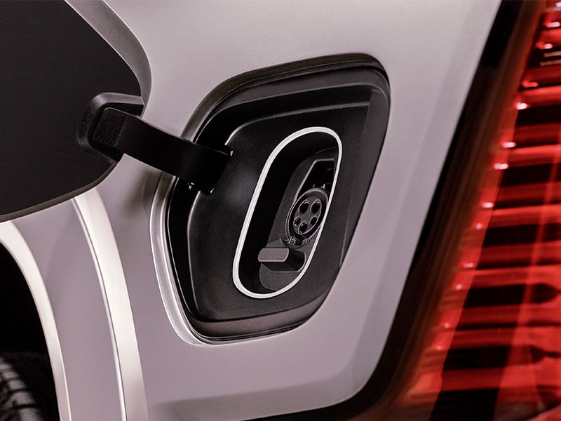 Close up view of the EV charging port on the 2025 Escalade IQ electric suv.