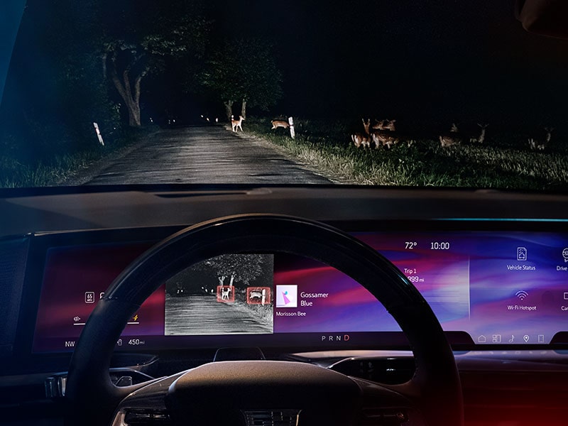 Thermal imaging being displayed in the infotainment screen on the 2025 Cadillac Escalade IQ electric suv.