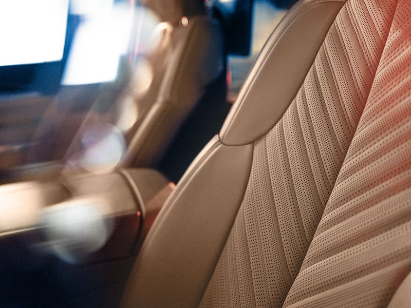 Close-up of the Interior Heated and Massaging Front Seats in the 2025 Cadillac Escalade IQ