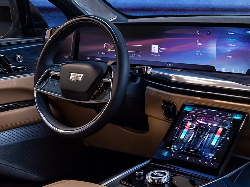 High-tech interiors of the Cadillac Escalade IQ.