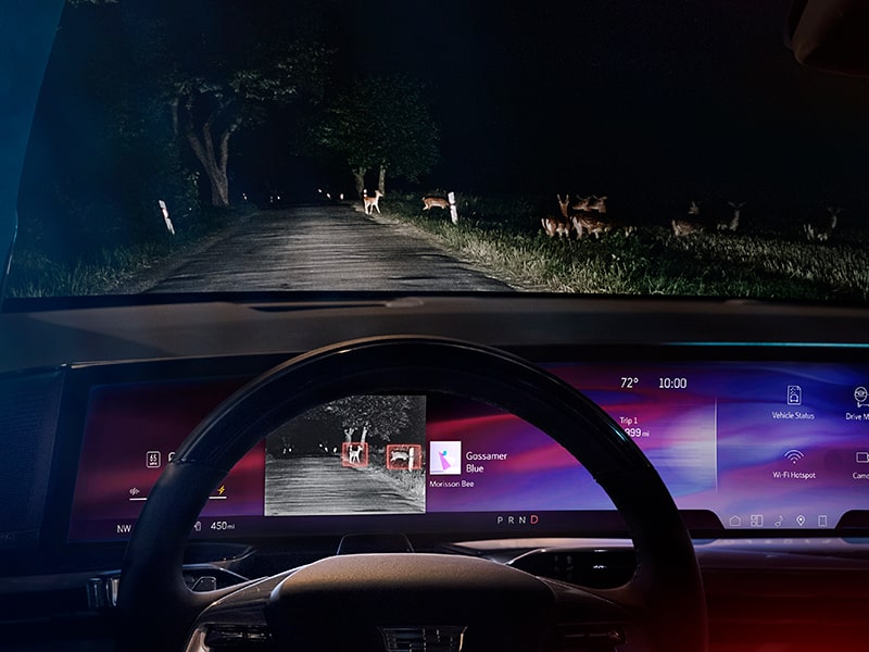 Using the thermal imaging feature while driving the Cadillac Escalade IQ at night.