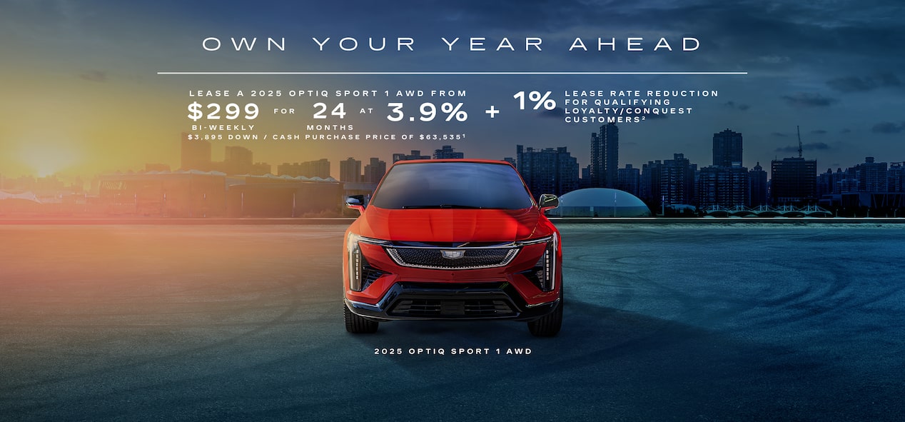 OWN YOUR YEAR AHEAD  LEASE A 2025 OPTIQ SPORT 1 AWD FROM $299              FOR         24       AT     3.9% BI-WEEKLY               MONTHS $3,895 DOWN / CASH PURCHASE PRICE OF $63,5351 + 1% LEASE RATE REDUCTION FOR QUALIFYING LOYALTY/CONQUEST CUSTOMERS2  2025 OPTIQ SPORT 1 AWD