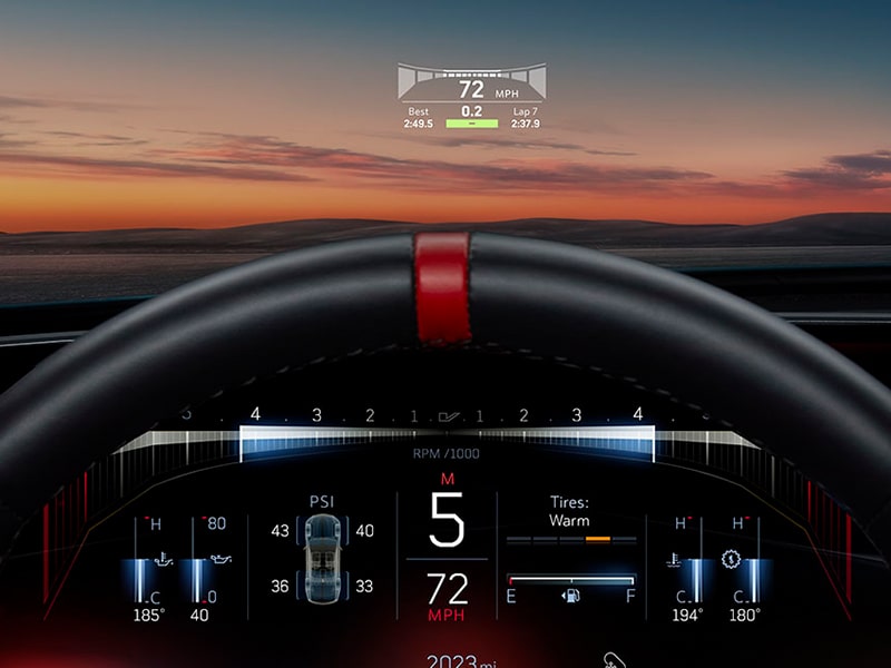 Dispositif de visualisation tête haute de la Cadillac CT5-V 2025.